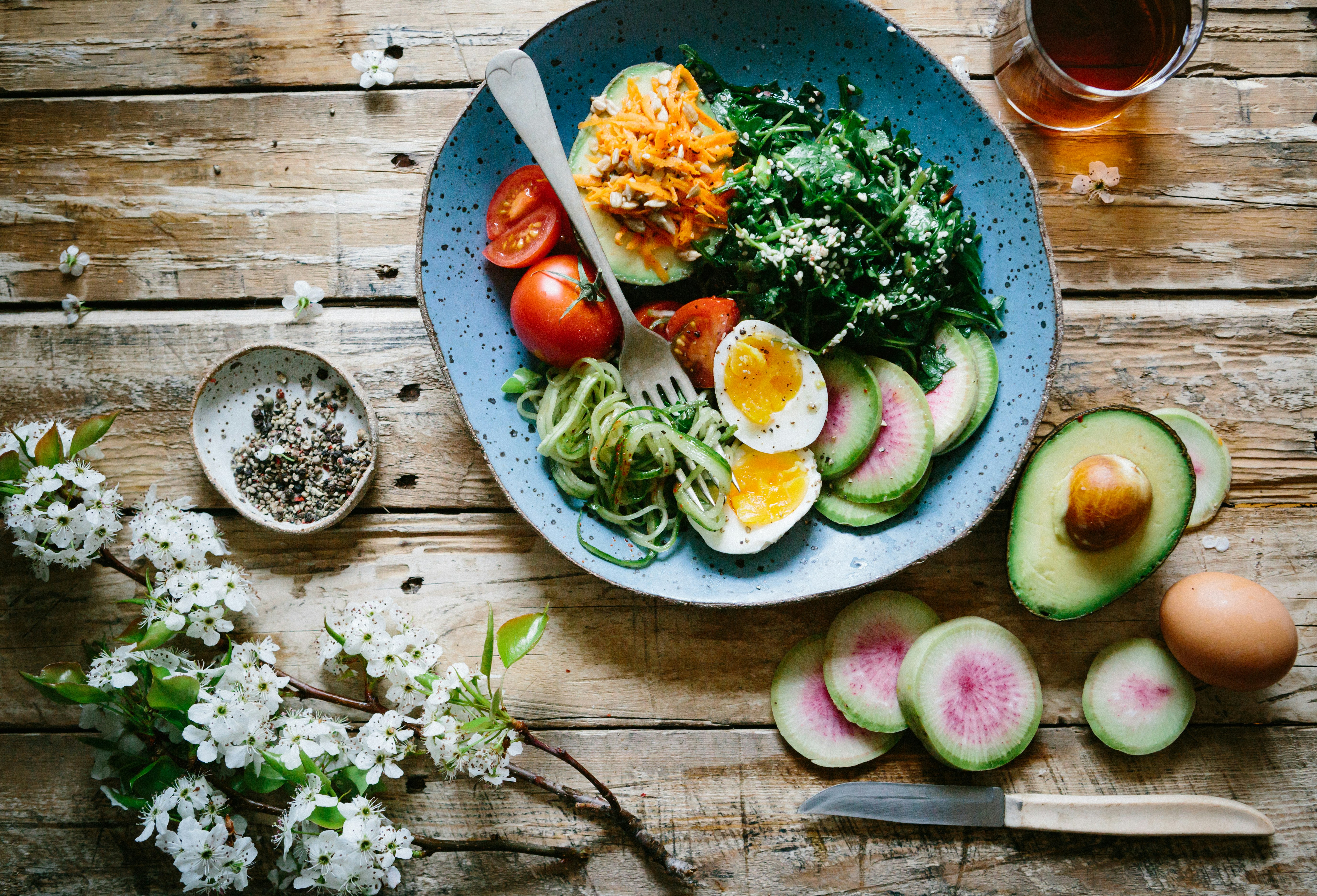 Healthy colorful nutrition bowl for longevity